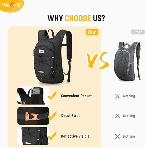 Miniatura 6 de HALOVIE Mochila de senderismo plegable de 15 L con bolsillo para teléfono, mochila de viaje ligera con correa para el pecho, paquete pequeño
