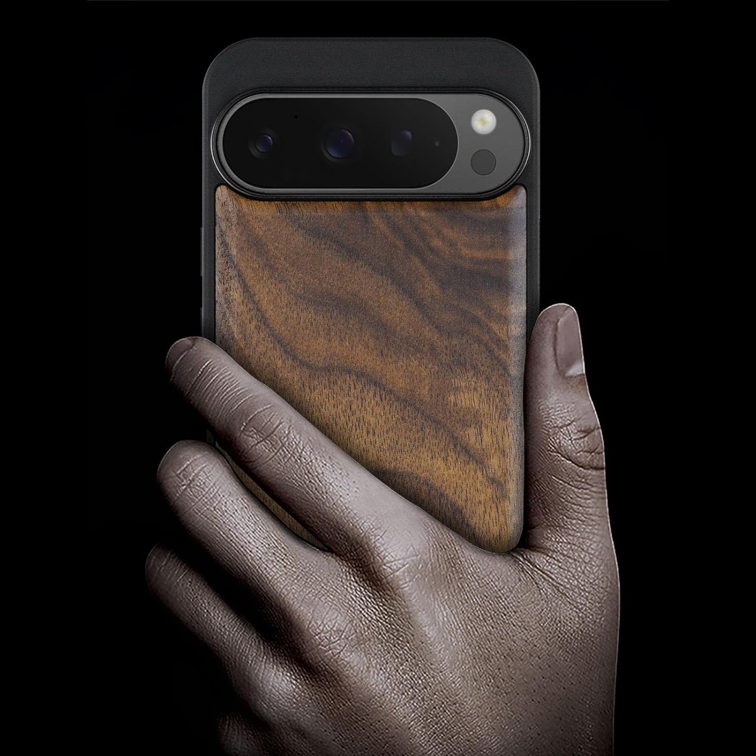 Carveit Magnetic Wooden Case for Pixel 9 Pro Google 9 Pro Case, Wood Artisan Engraved & Soft TPU Shockproof Cover, Compatible with MagSafe Wireless Chargers (Natural Grain) Walnut