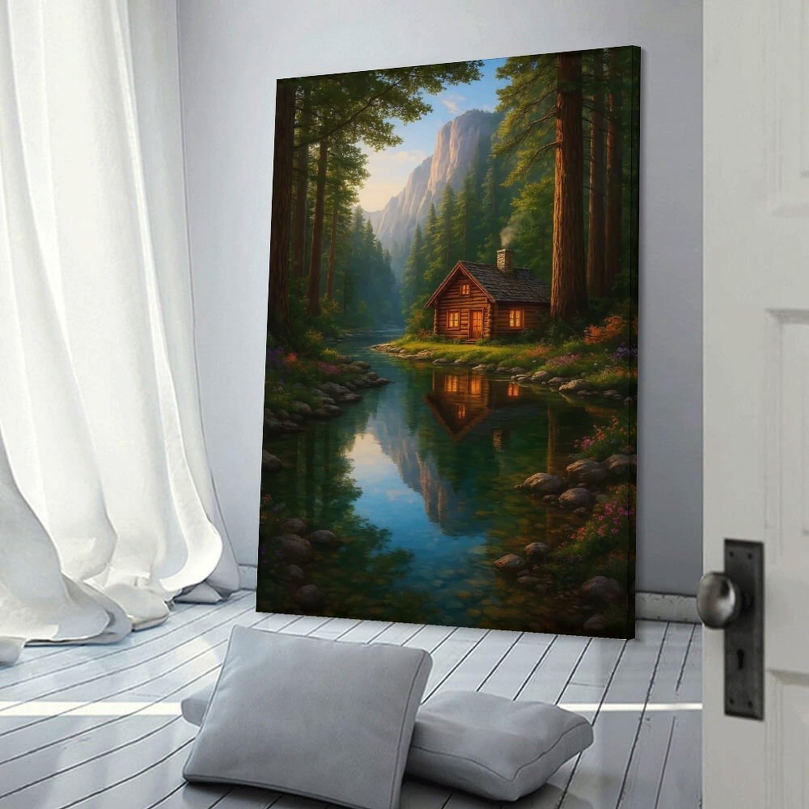 Junmoney Whispers of The Forest Cabin Wall Picture Print, 12x18inch(30x45cm), for Apartment Walls, Studios Or Work Areas, Stylish Wall Art for Fresh Spaces