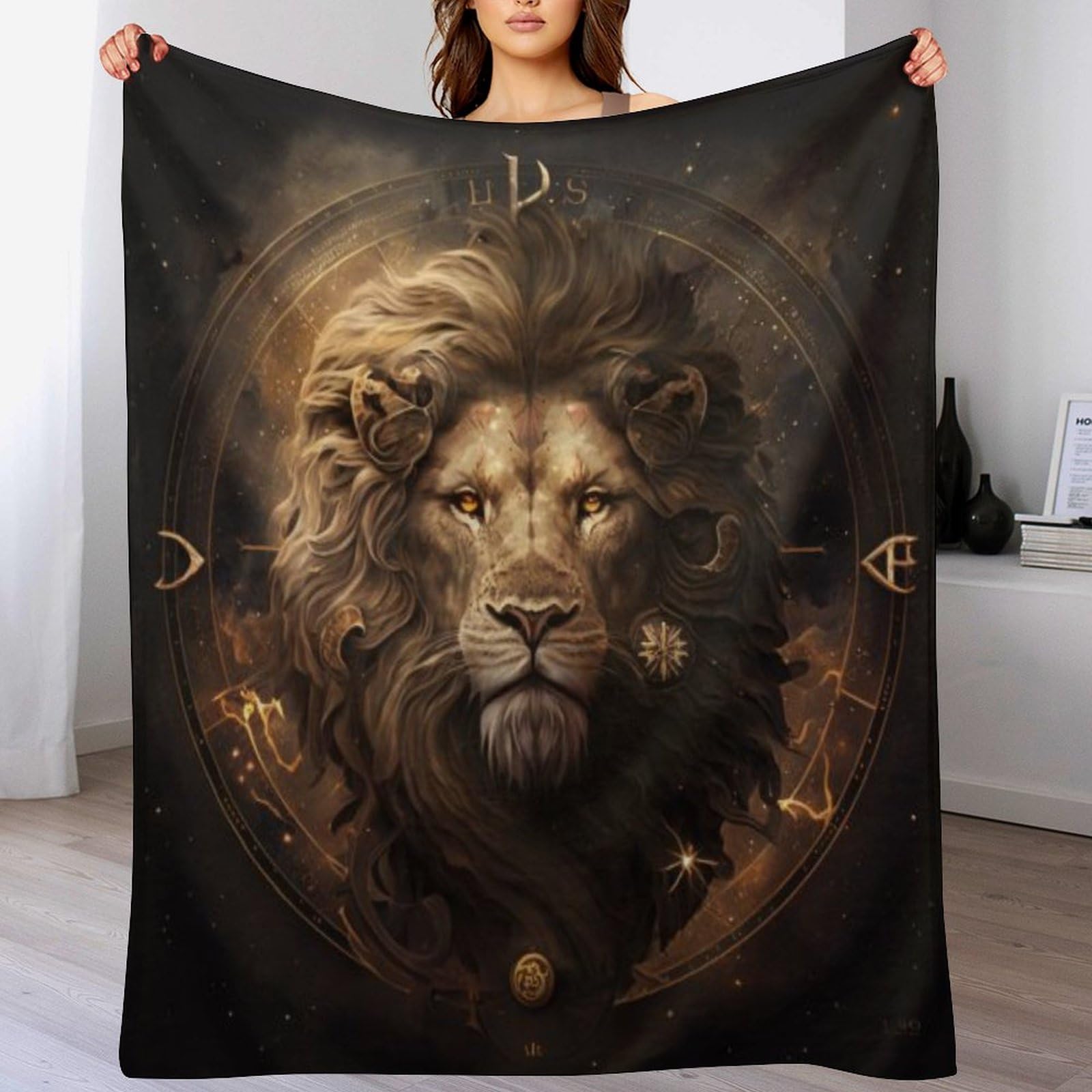 Jeté de lit lion en flanelle douce pour vos soirées sur le canapé