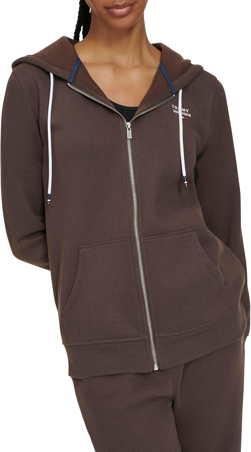 Tommy Hilfiger Women's Full Zip Logo Fleece Hoodie Sweatshirt