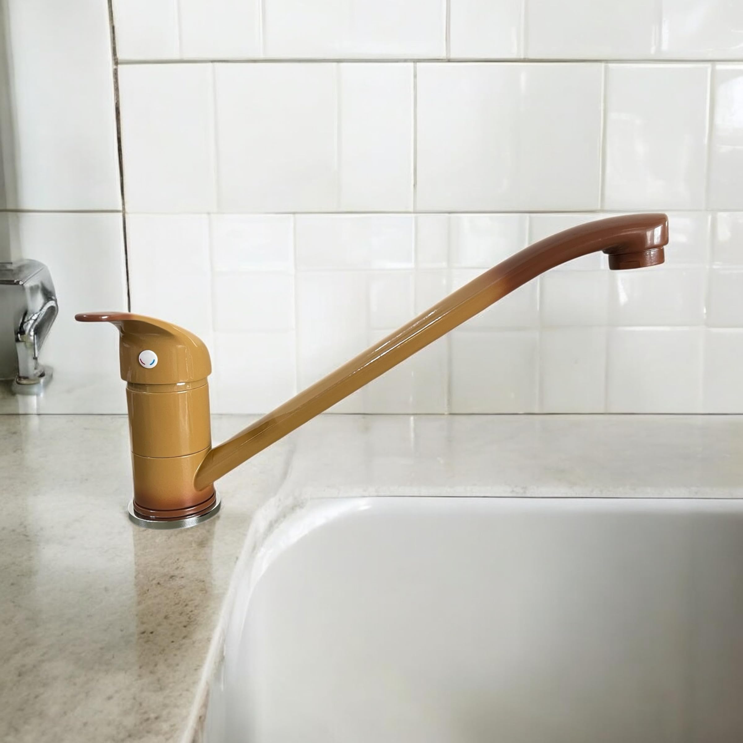 Mezclador De Cocina De Latón Tierra De Francia | Diseño Elegante Y Funcional | Caña Giratoria | Grifo Resistente Y Moderno | Instalación Fácil