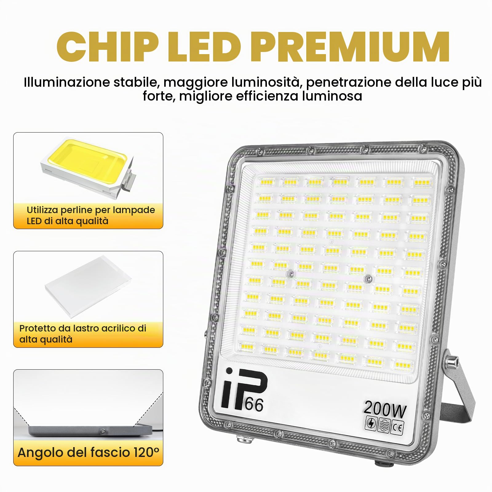 Willpower Proiettori a LED per esterni, 400 W, 40000 lm, luci di sicurezza a LED, 6000 K, bianco freddo, impermeabilità IP66, per giardino, garage, cortile, prato, cortile, patio, officina