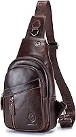 Vista 202 de LUKZIJAES Bolso bandolera de cuero genuino para hombre marrón (#1-Brown)