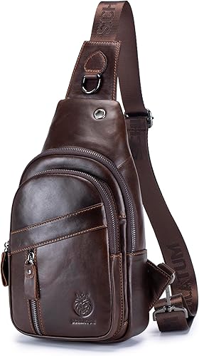 Miniatura 202 de LUKZIJAES Bolso bandolera de cuero genuino para hombre marrón (#1-Brown)