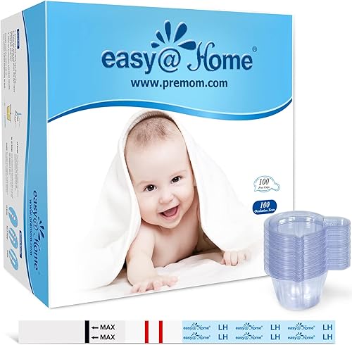 Easy@Home Tiras de prueba de ovulación, paquete de 100 pruebas de fertilidad, kit de predictor de ovulación, apto para FSA, alimentado por Premom