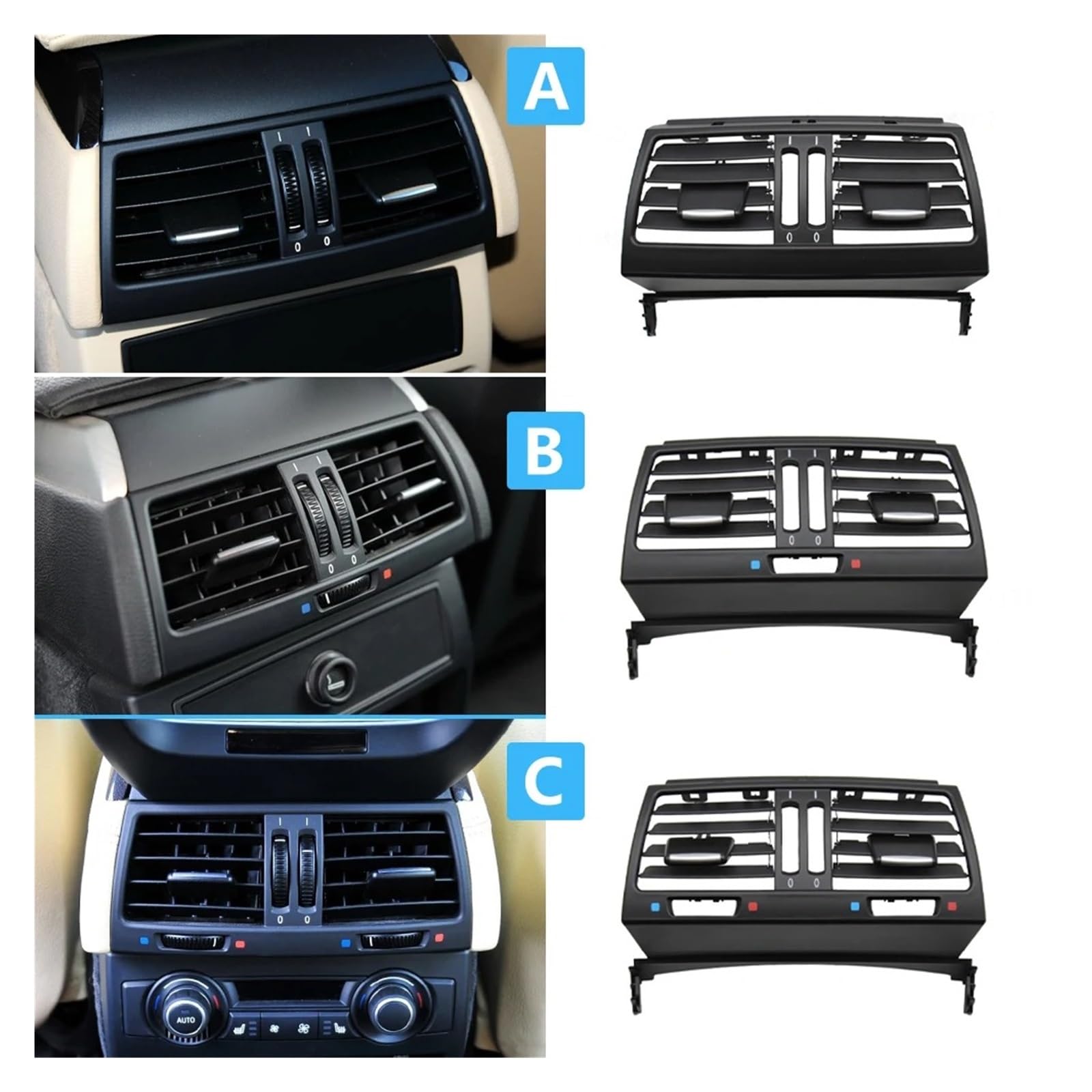 Delantero Central Derecho Trasero Aire Acondicionado AC Rejilla Ventilación Cubierta Salida Para BMW X5 X6 E70 E71 E72 2007-2013 Rejilla Aire Coche(Right)