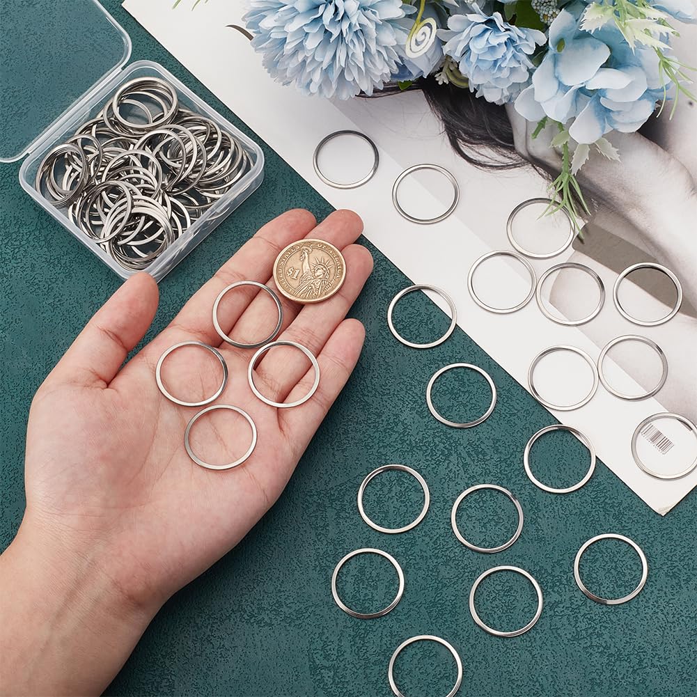 UNICRAFTALE 25mm 80pcs 304 Stainless Steel Linking Rings Circle Frames Connectors O Pattern Ring Jewelry Links for Bracelet Necklace Jewelry Making, 22mm Inner Diameter