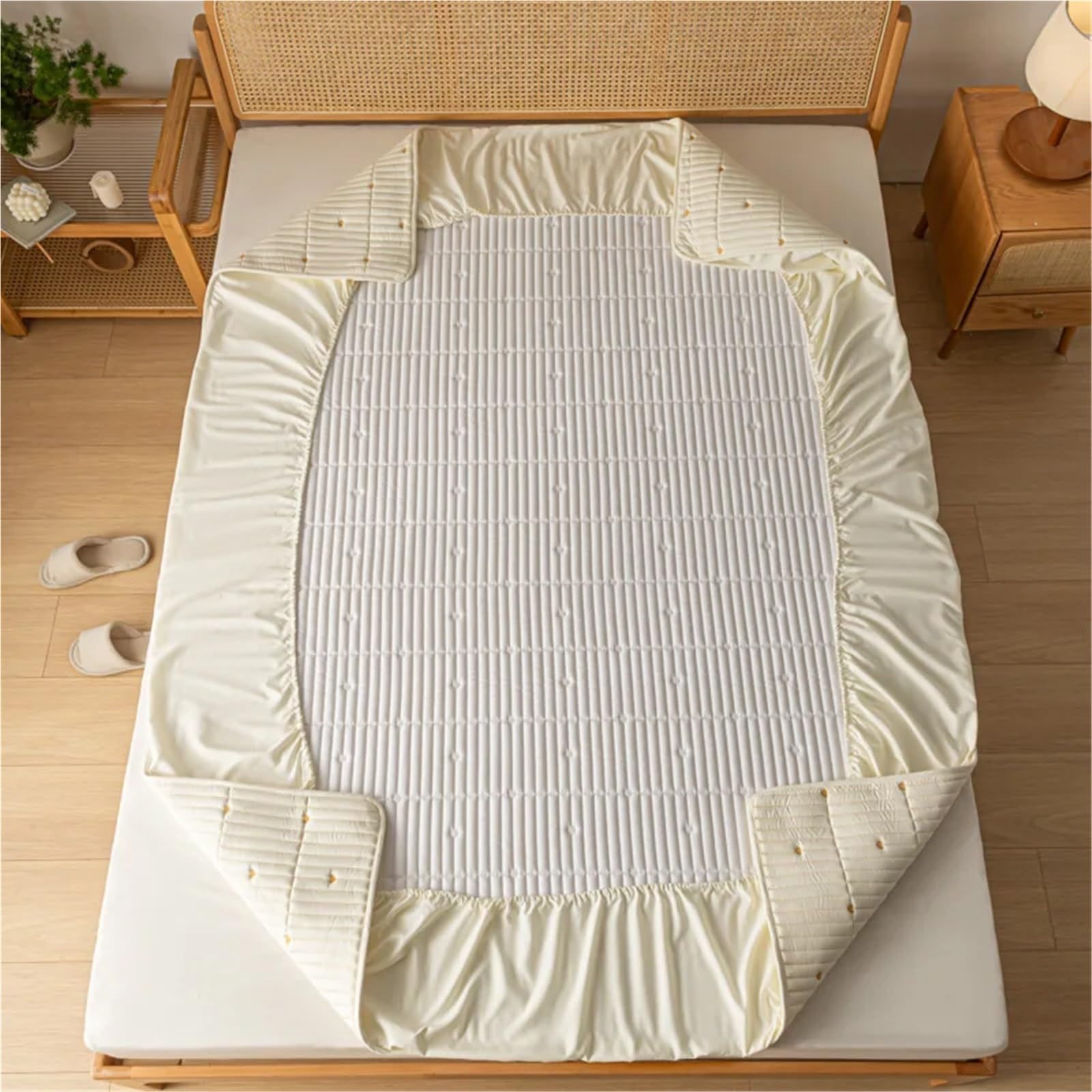 1 Funda de colchón Acolchada Gruesa y Ajustada for Cama, algodón Color sólido (no Incluye Almohada) para ColchóN(180x220x25cm)