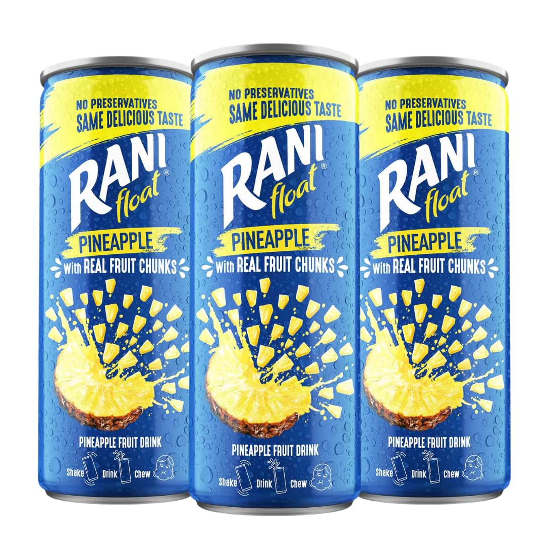 Float Pineapple Fruit Drink With Chunks|Refreshing Fruit Drink With Pineapple Chunks|Pack Of 3(240Ml Each)-Can Packaging