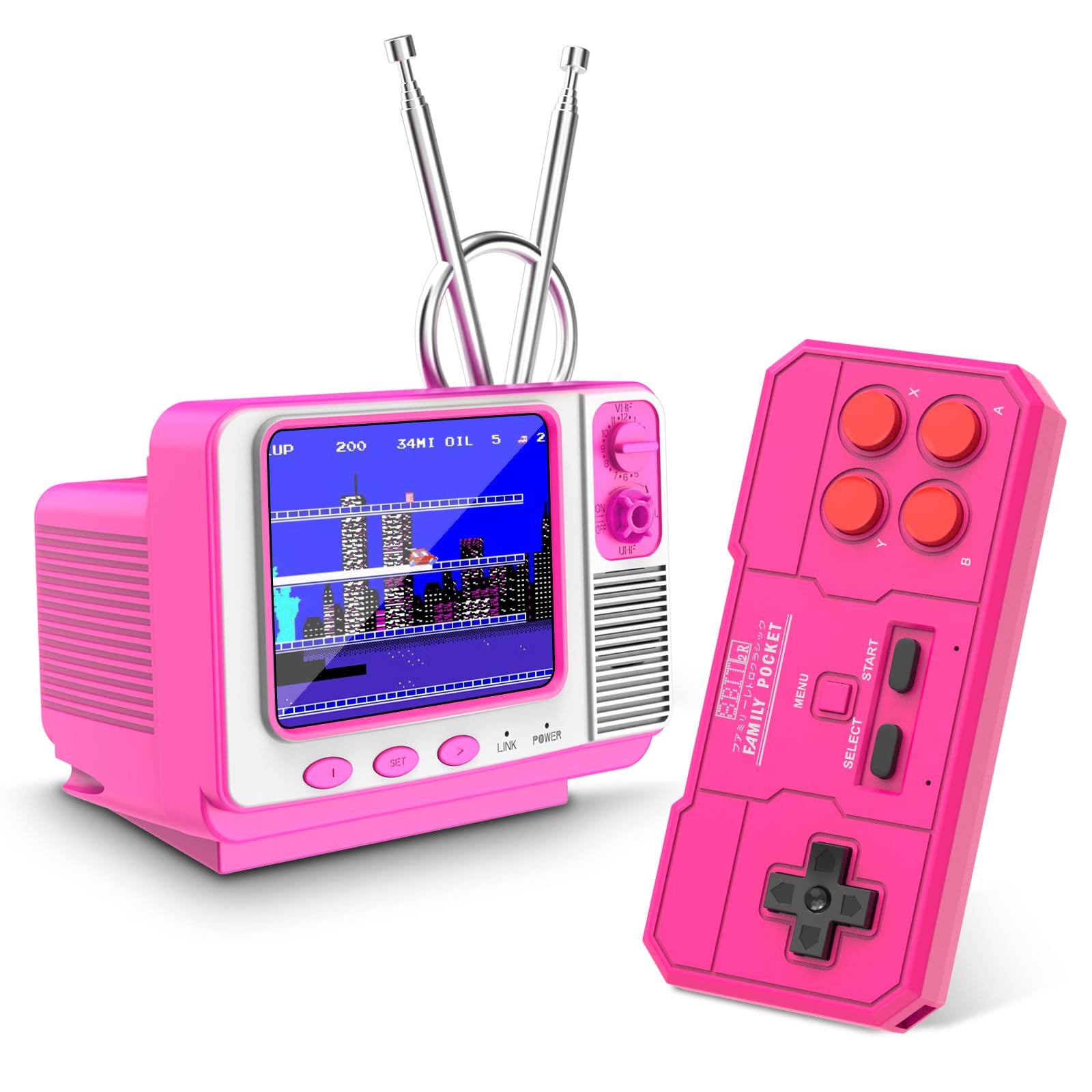 Retro Handheld Game Console - GV300S 42 JALECO+168 Classic Games Mini TV Style with 3.0 Inch IPS Screen, Save Search, Support 2-Player & Dual Console