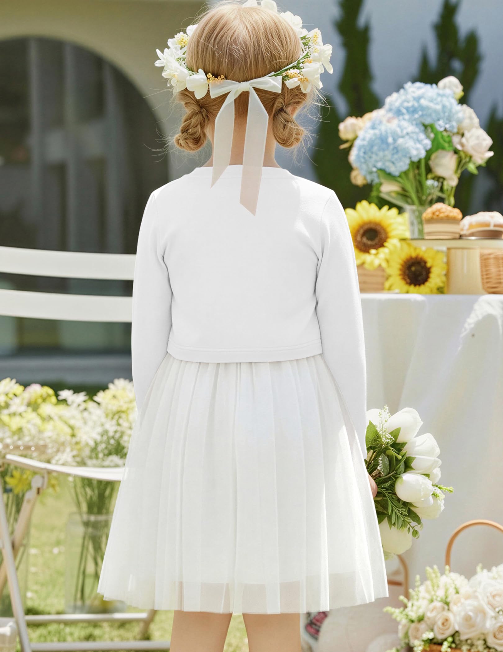 Arshiner Cárdigan para Niña Festivo Bolero de Algodón Chaqueta de Comunión con Botón de Diamante 5-13 años — view 5