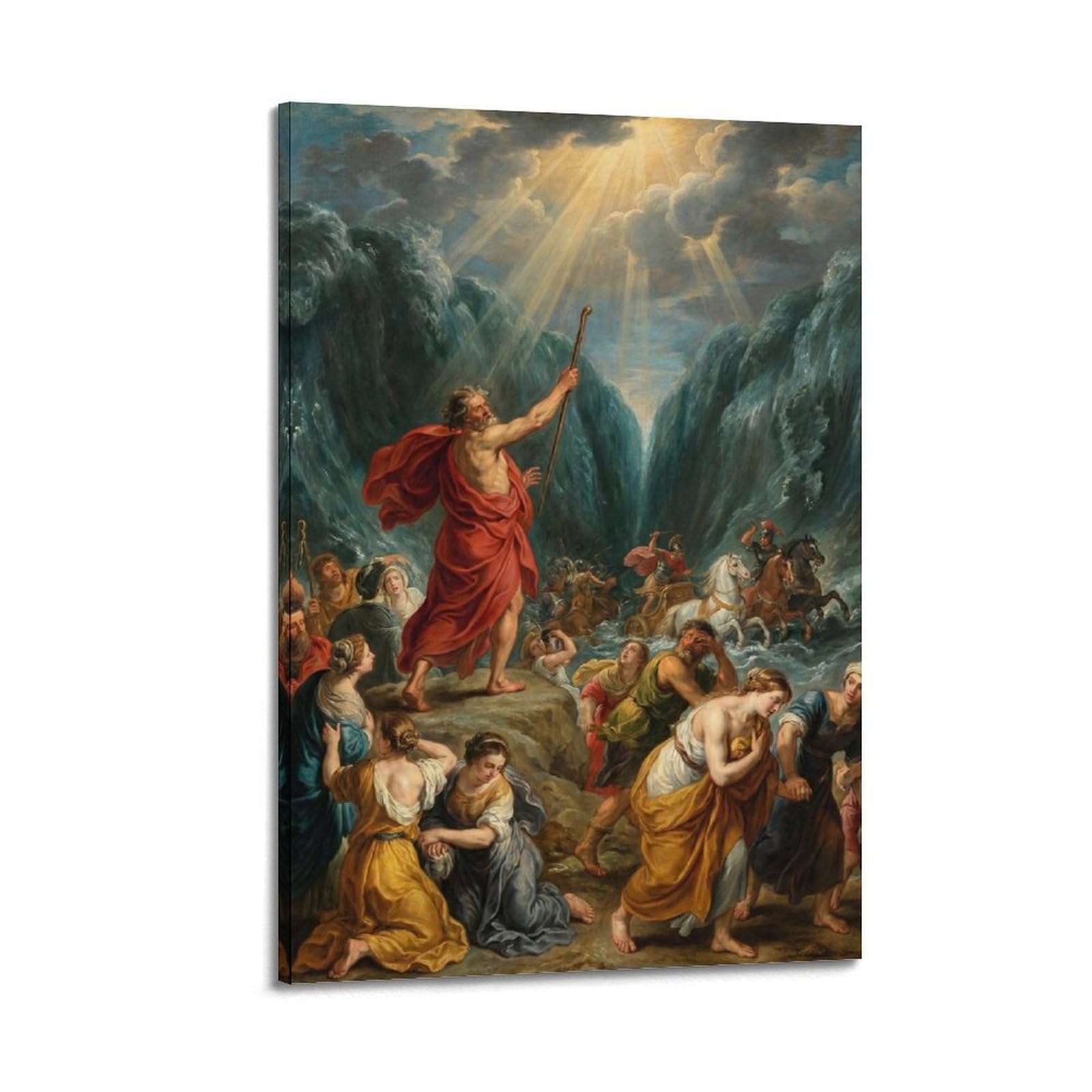 OKNGB Classical Religious Poster Moses Parting The Red Sea Decorative Painting Canvas Art Picture 24x36inch(60x90cm)