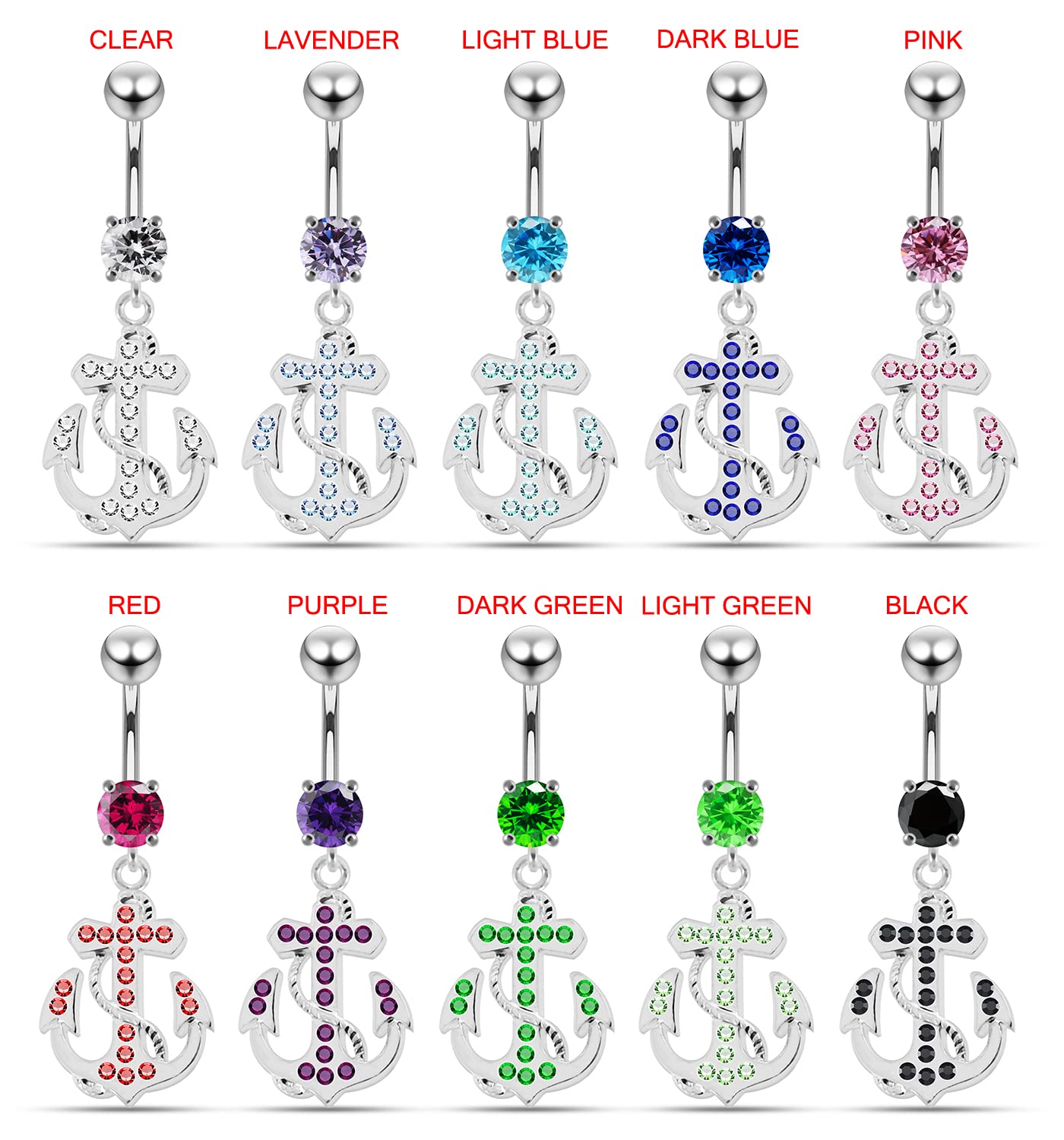 Monster Piercing Piercing para el Ombligo Chapado en Oro de 18 Quilates con Piedra Preciosa Transparente