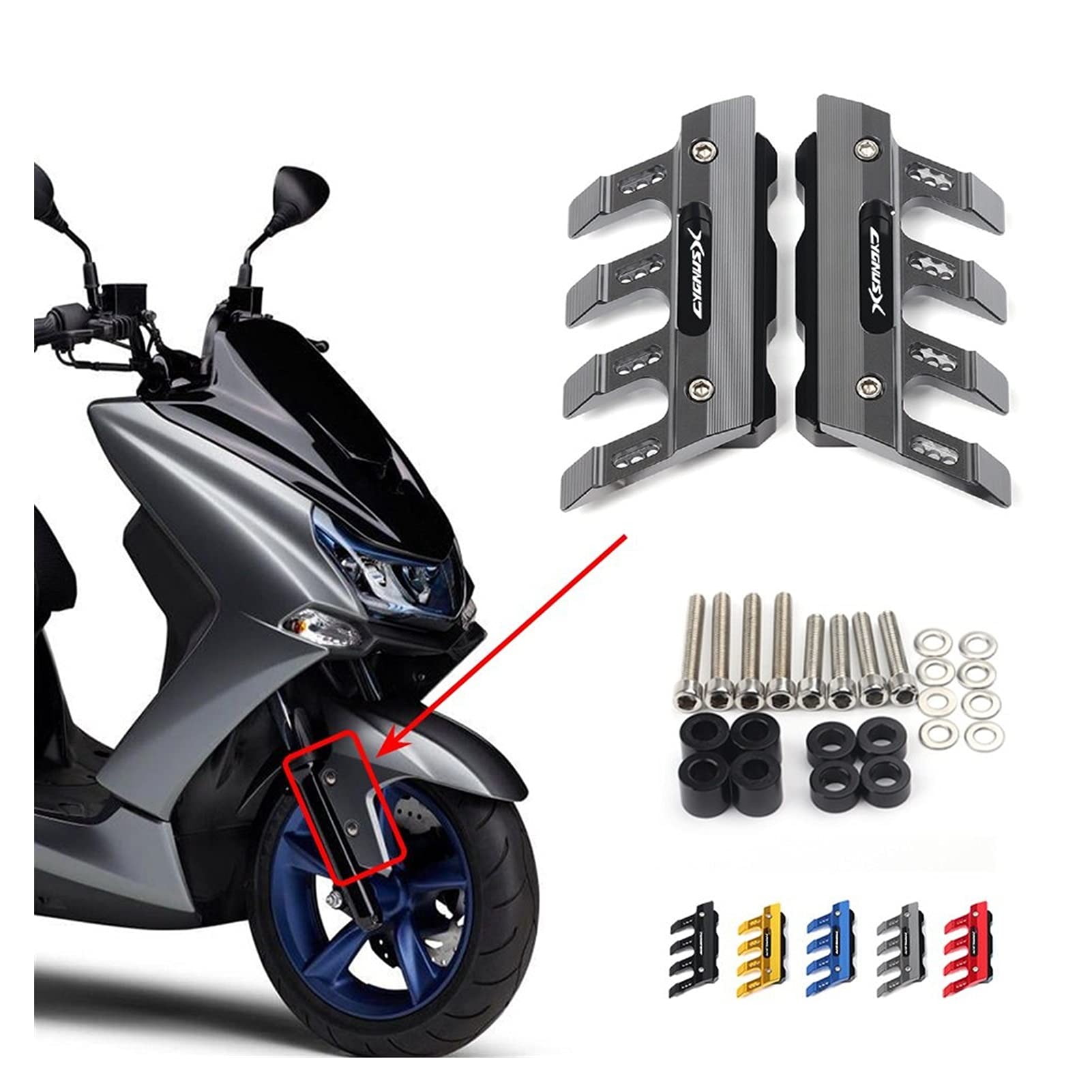 Ochrona motocykla błotnik motocyklowy przedni widelec ochraniacz osłona przedni błotnik zapobiegający upadkowi suwak do Yamaha CYGNUS-X Cygnus X (złoty)