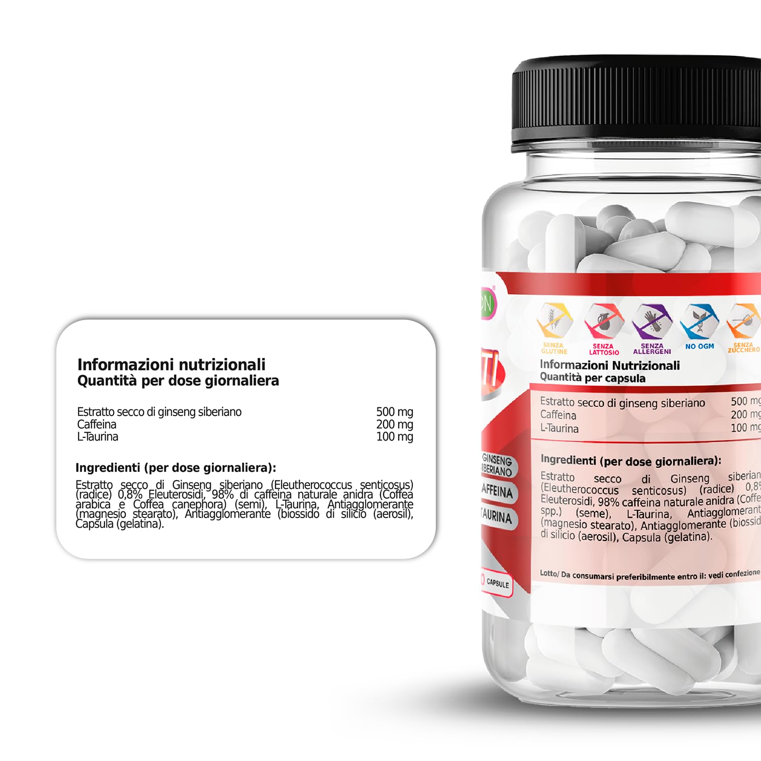 Healthy Fusion - Actívate | L-Taurina + Cafeína + Ginseng Siberiano | Integratore alimentare | 60 capsule