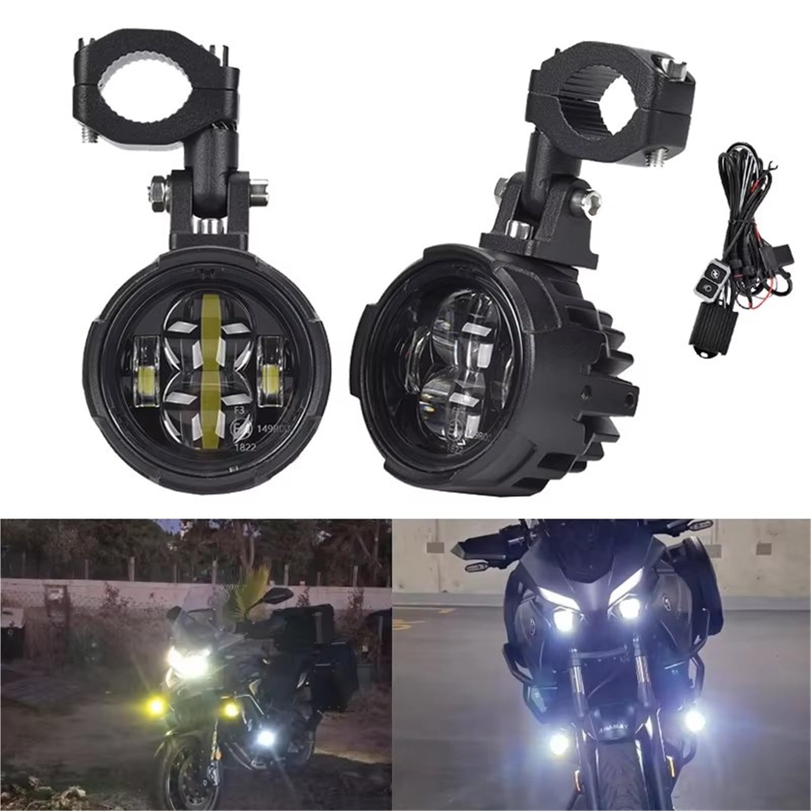 Genérico Motocicleta Delanteros para CRF1100L para CRF 1100L, Foco LED De Doble Color para Motocicleta, Faros Antiniebla, Luces Auxiliares