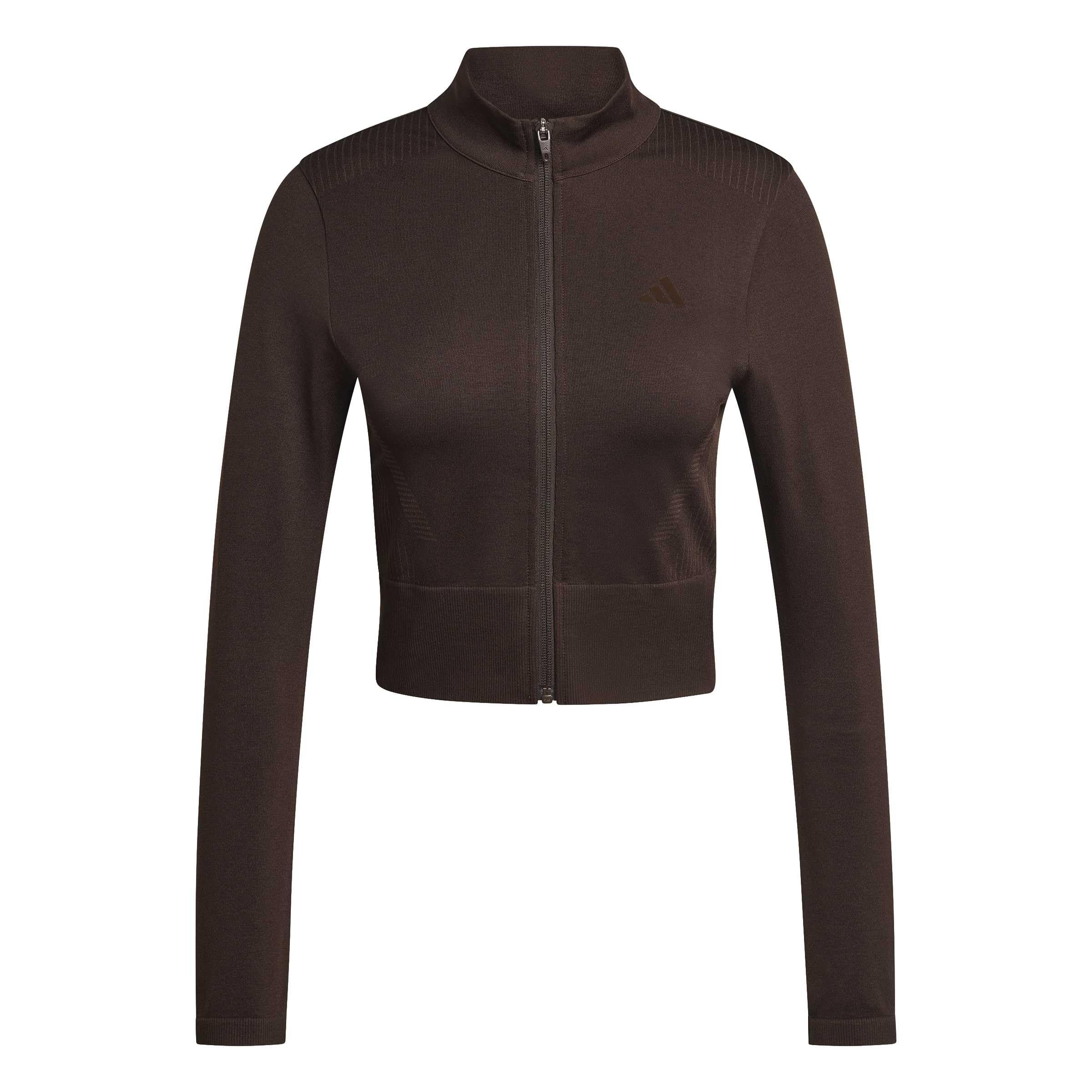 adidas Women's Workout Essentials Knit Zip Through Sweatshirt, Aurora Coffee, M