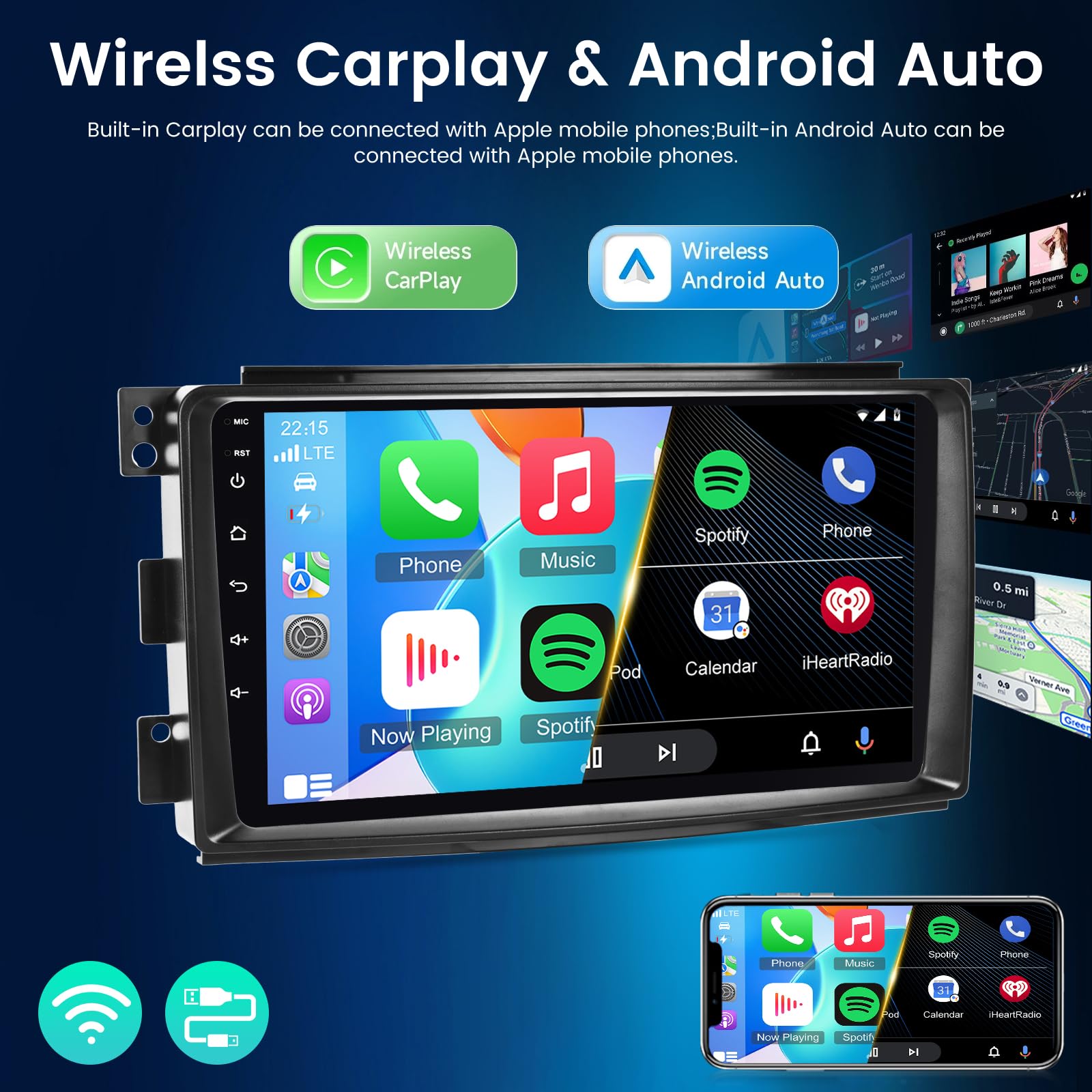 NHOPEEW 4+64G Radio Voiture pour Mercedes Benz Smart Fortwo 2005-2010 - Radio Android 9 Pouces avec sans Fil Carplay et Android Auto - Mirror Link 32EQ DSP Écran Divisé + Caméra de Recul & Microphone