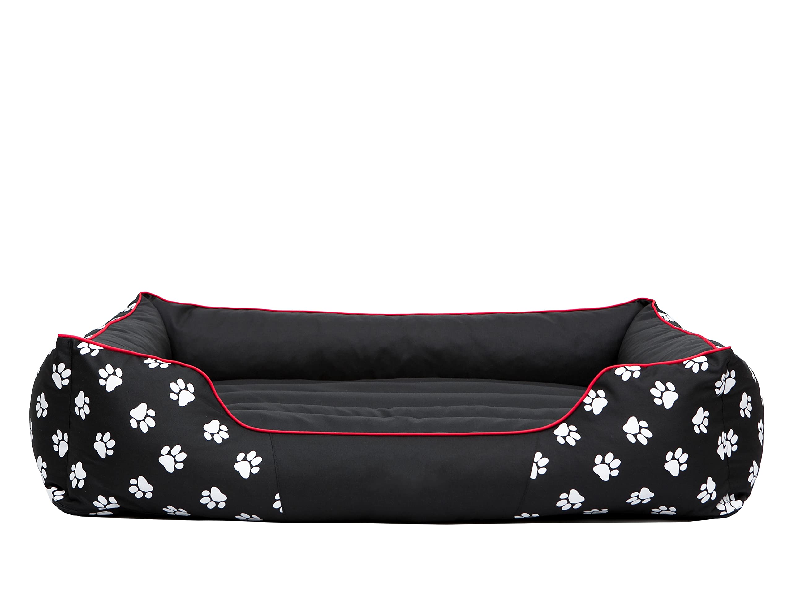 PillowPrim Cuccia per cani, cuscino per cani, cuccia per animali domestici, taglia L, 65 x 50 cm, nero con zampe