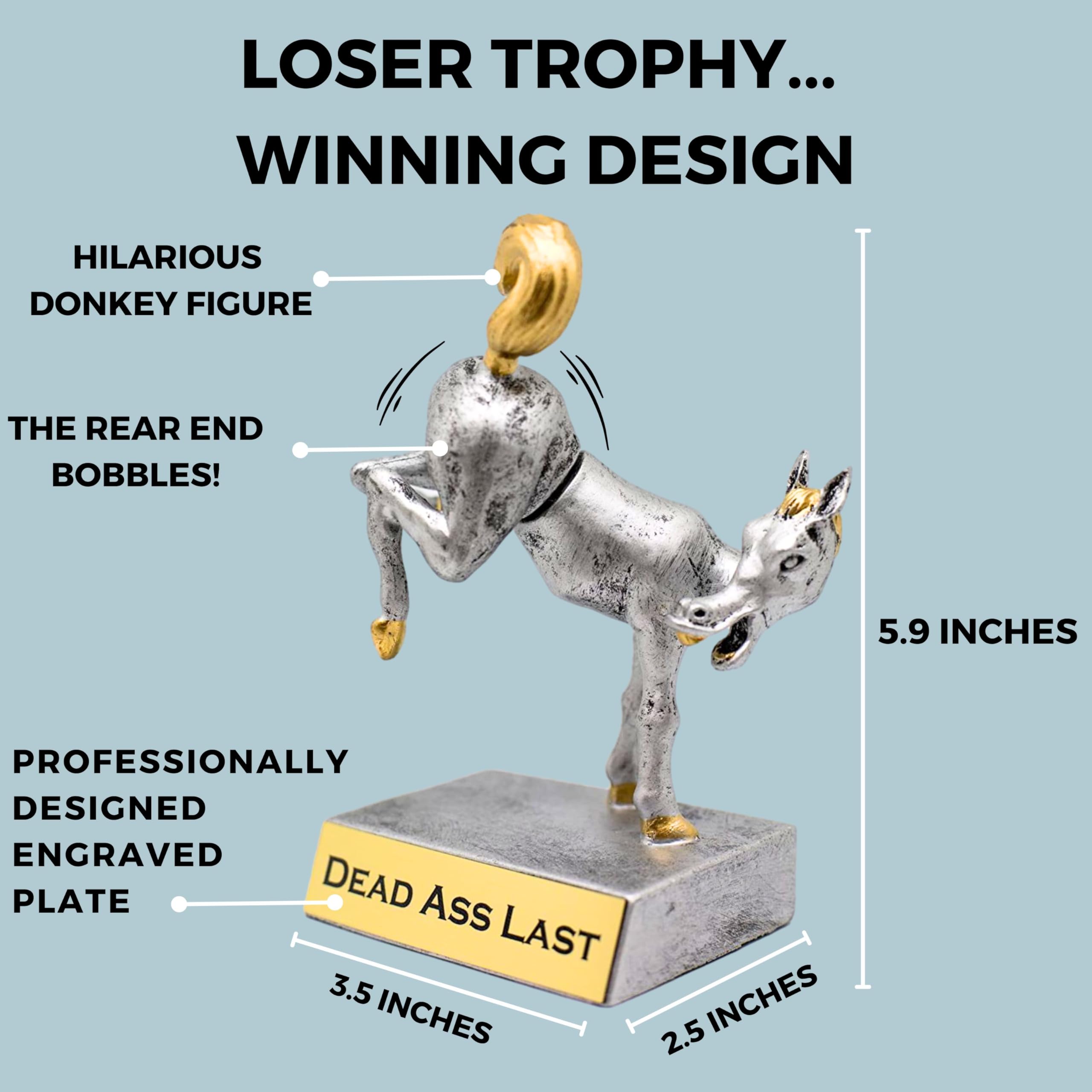 Engraved Horse's Rear Bobblehead Award, Last Place Trophy (Dead Axx Last)