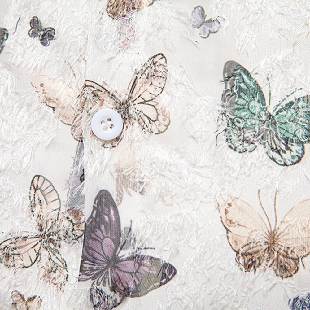 Chemise à manches longues à la mode avec motif papillon pour homme (Couleur L)