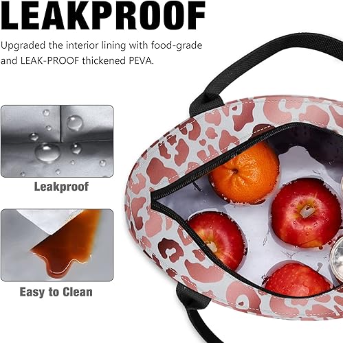 Miniatura 3 de Aosbos Lonchera de leopardo para mujer, lonchera para adultos, lonchera con aislamiento, lonchera portátil, bolsa enfriadora, lonchera bento, bolsa