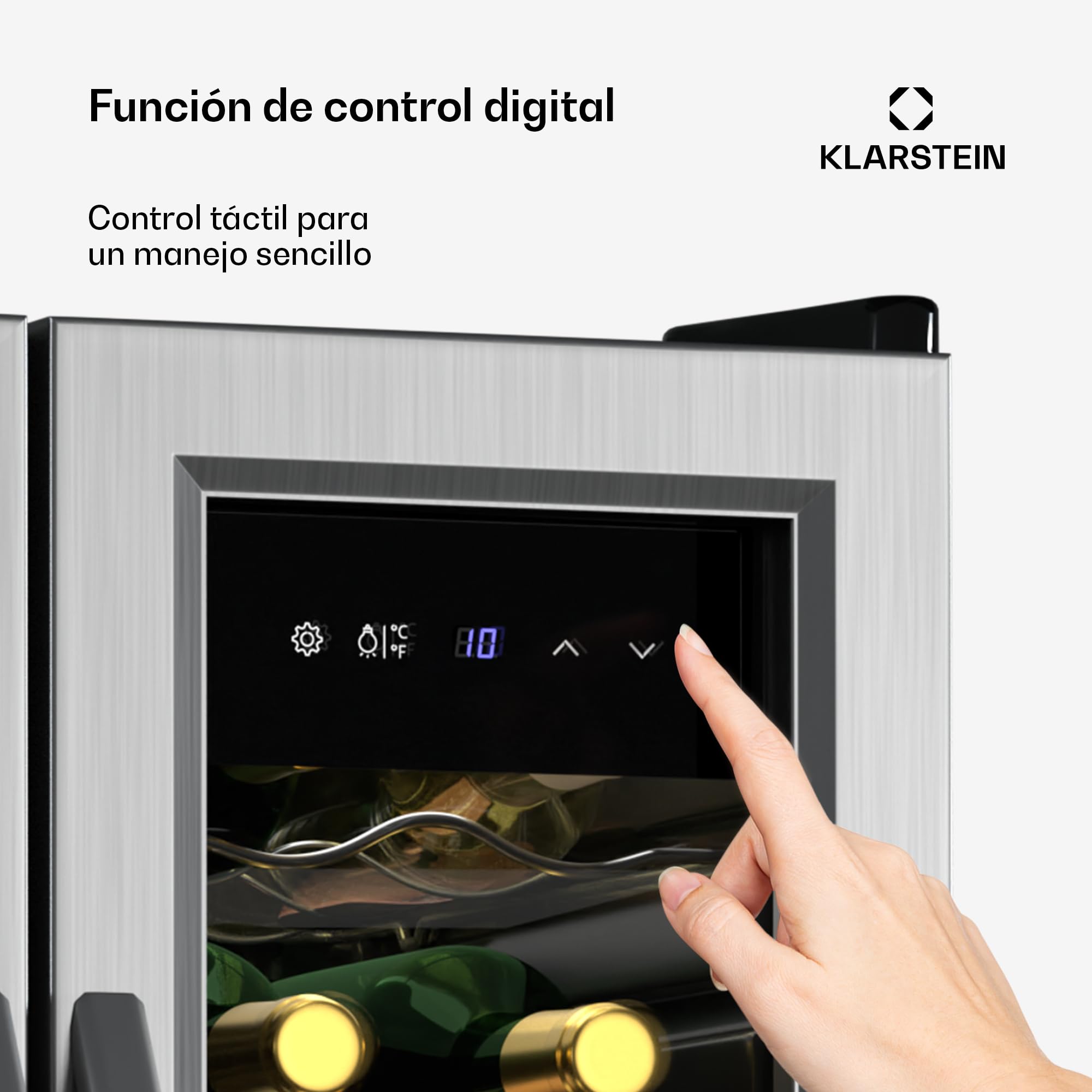 KLARSTEIN Vinamour nevera para vino 2 zonas - 24 botellas, 5-18°C, control táctil, iluminación LED, independiente, acero inoxidable doble puerta, nevera para vino