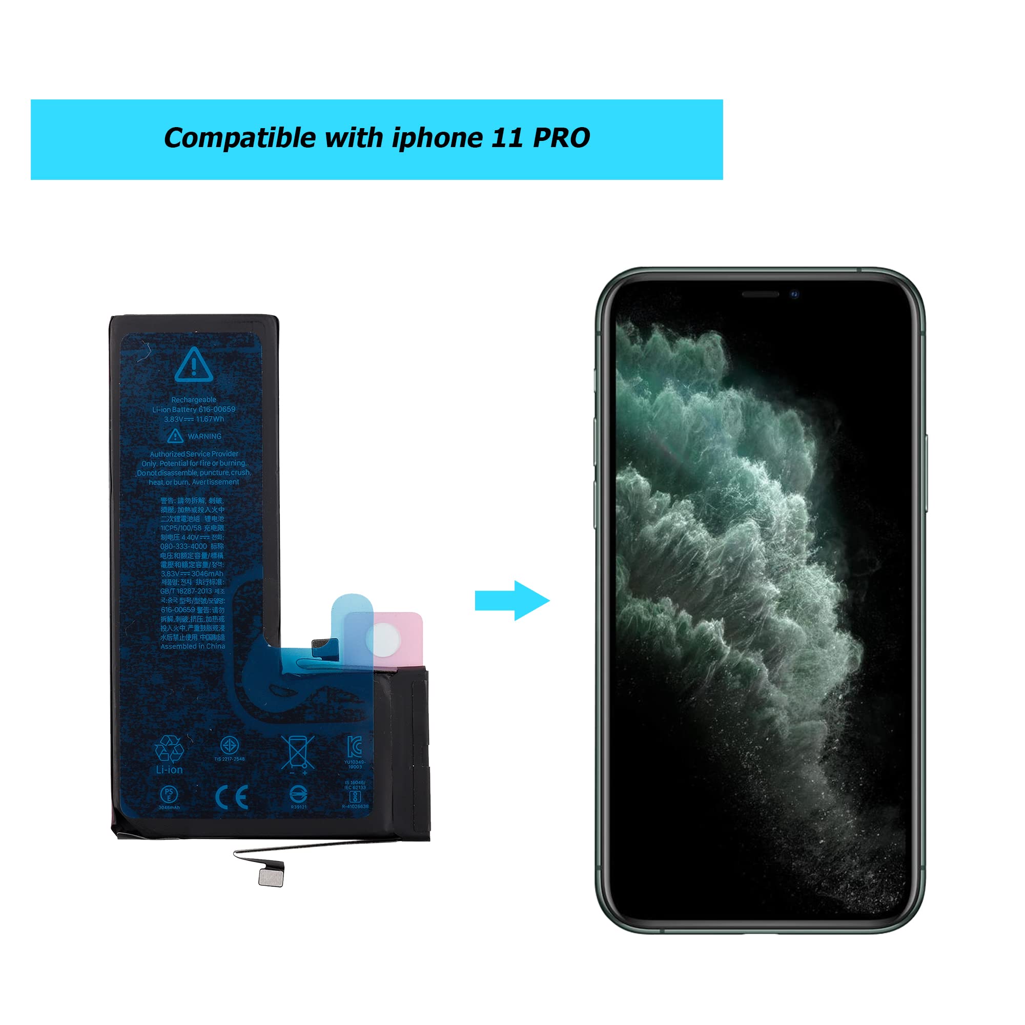 iPhone11 pro 256GB バッテリー90% iPhone 11 Pro 純正 新品 iPhone11 交換用バッテリー 616-00659