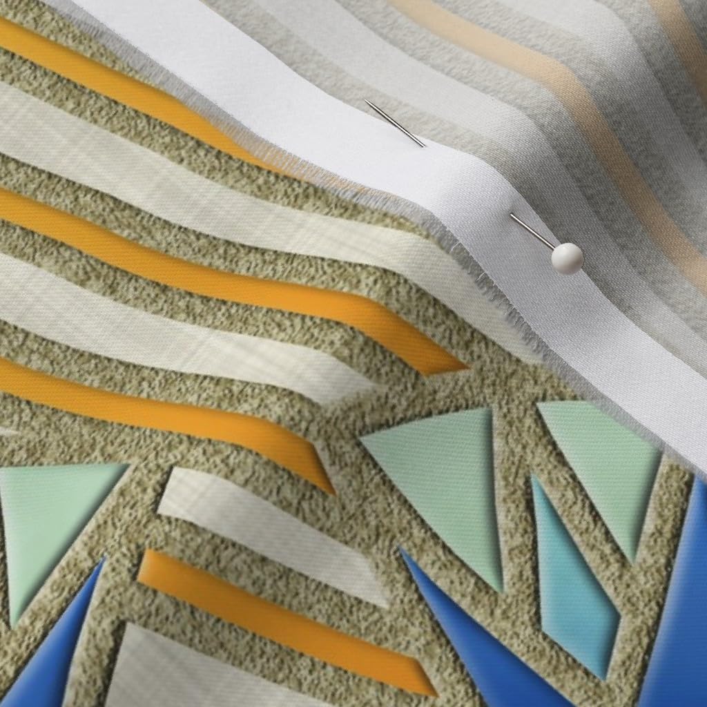 Spoonflower Fabric - Art Deco Egyptian Flower Papyrus Neutral Gold Printed on Organic Cotton Sateen Fabric by The Yard - Sewing Quilting Apparel Home Decor