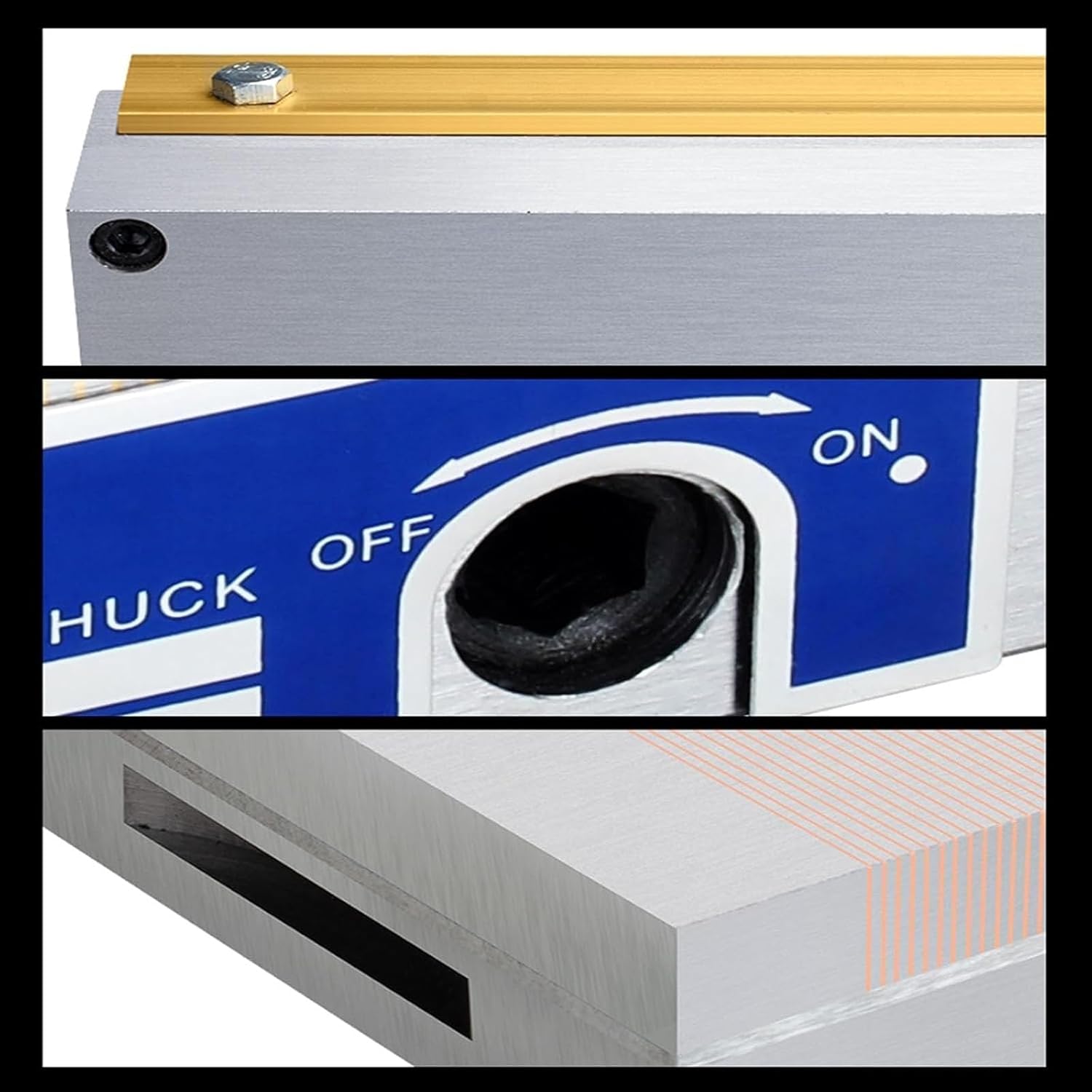 Professional Permanent Magnetic Chuck, Rectangular Clamping Chuck, 0.5+1.5 Magnetic Pole, for Precision Grinding Milling and Lathe Workholding Includes Wrench for Easy Operation