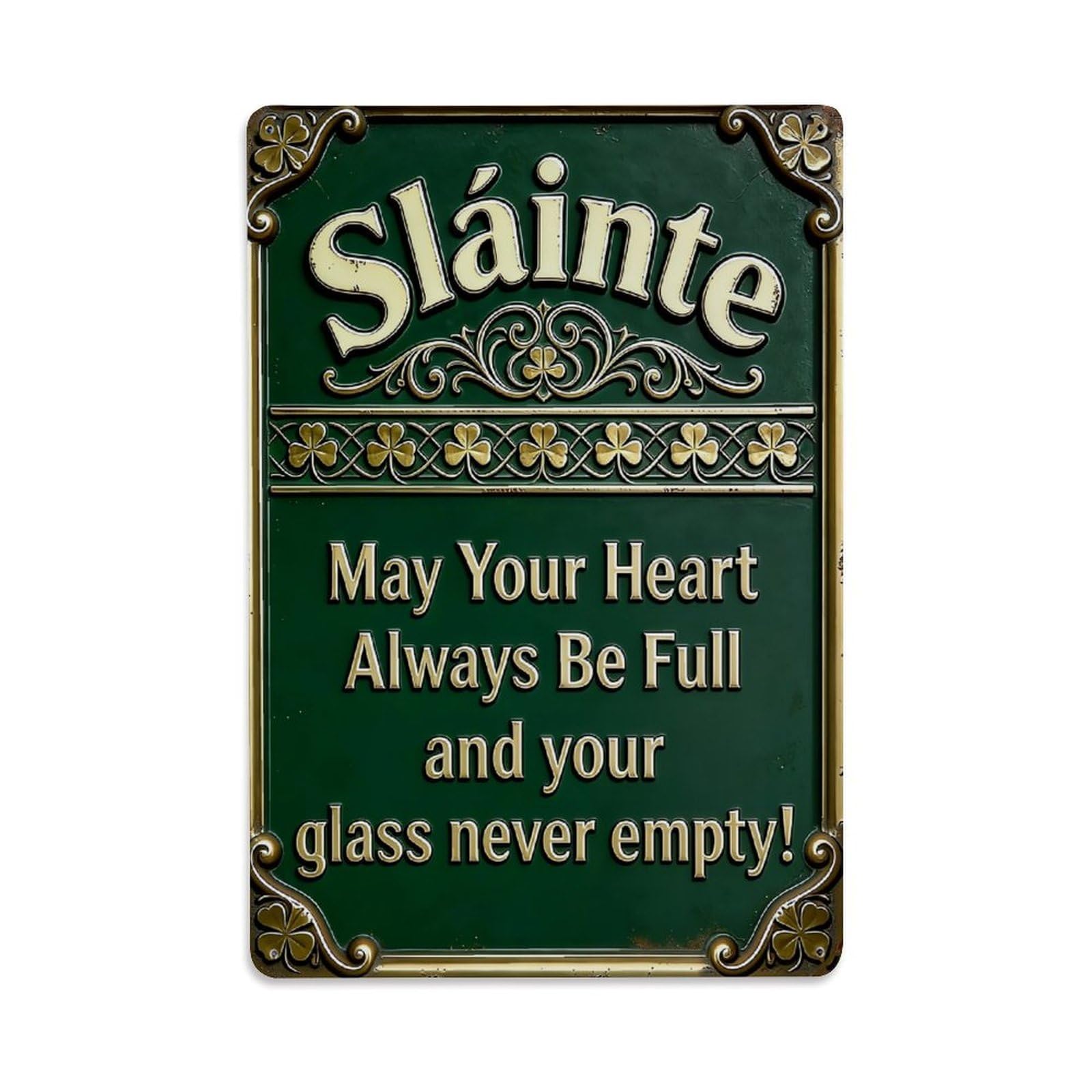 Jdyaojiesheng Vintage Slainte Irish Blessing Sign Pattern Tin Sign Retro Metal Wall Decor Metal Poster, Home Bar Garage Farmhouse Cafe Wall Art Decoration 8X12inches