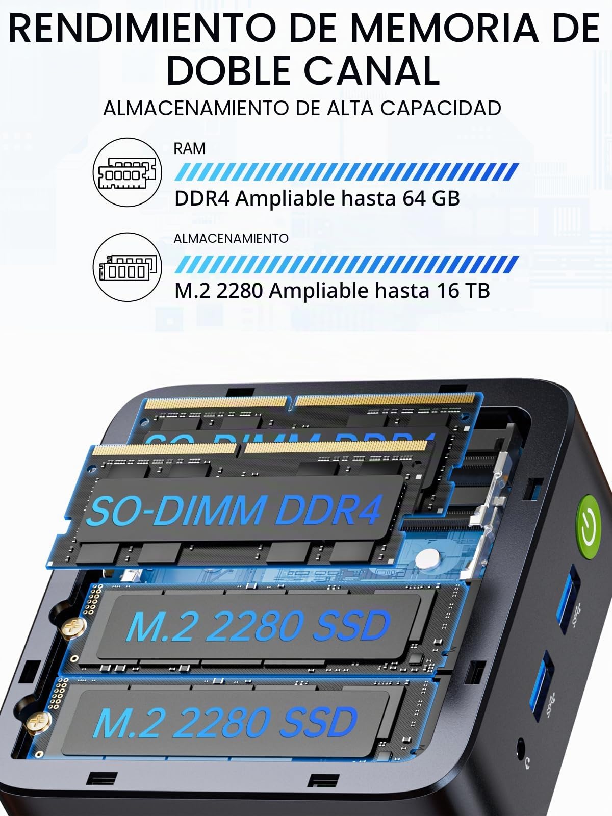 GMKtec Mini PC AMD Ryzen 5 W11 Pro 3500U (Rendimiento Superior a 4300U/N150/N100/N95 4C/8T 4.50 GHz), Miniordenador G10, 16 GB de RAM DDR4 + SSD PCIe 3.0x4 de 512 GB, WiFi 5, USB 3.2, USB-C, BT 5.0