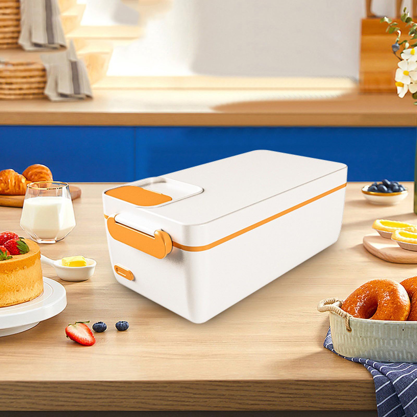 Scaldavivande Elettrico Portatile da 1 litro per Viaggi e Studenti con Scatola riscaldante per Pranzo in ABS