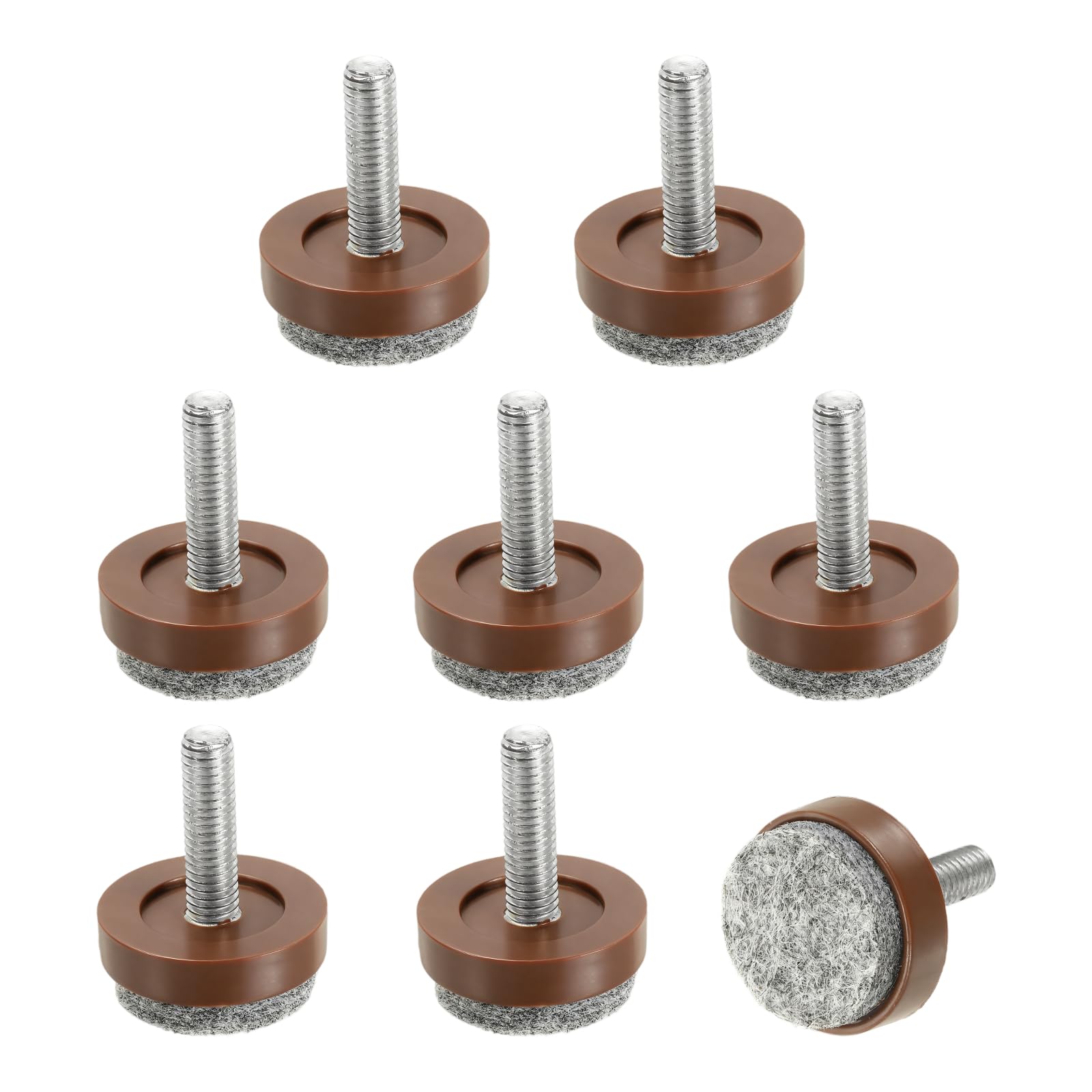 sourcing map 8 Pcs Adjustable Furniture Leg Levelers, M8x25x20mm Threaded Screw-in Leveling Feet Pad Floor Protector for Tables Cabinets Chairs Sofa Outdoor Furniture Feet, Brown