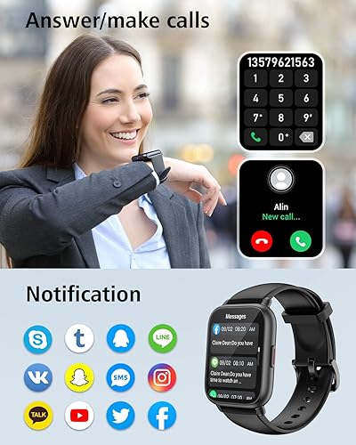 Miniatura 2 de RUIMEN Relojes inteligentes para hombres y mujeres (respuesta/hacer llamadas), reloj inteligente de 1.8 pulgadas para teléfonos iOS/Android, reloj