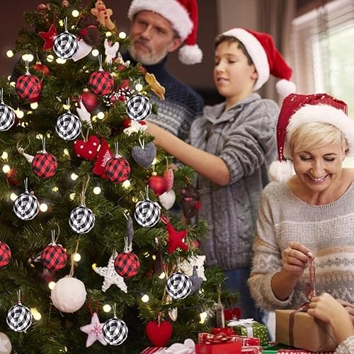 Miniatura 5 de 6 esferas decorativas de Navidad, inastillables, para colgar en el árbol de Navidad, bodas, fiestas, 2.8 in, espuma a cuadros, para colgar en la