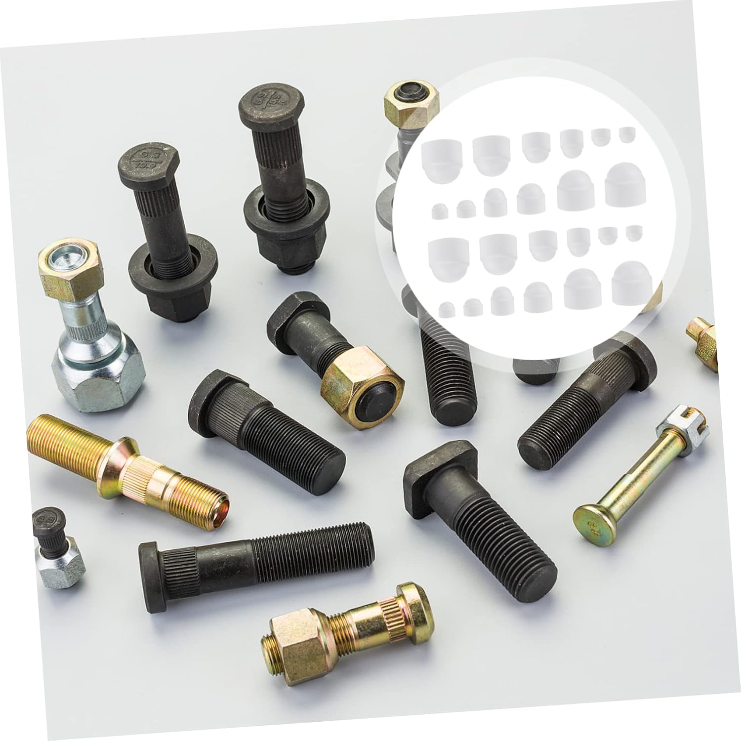 145pcs Black Rubber Dome Bolt Nut Covers with White Caps Weather Resistant Plastic Screw Protection for Bolts Easy Installation and Finish Enhancement