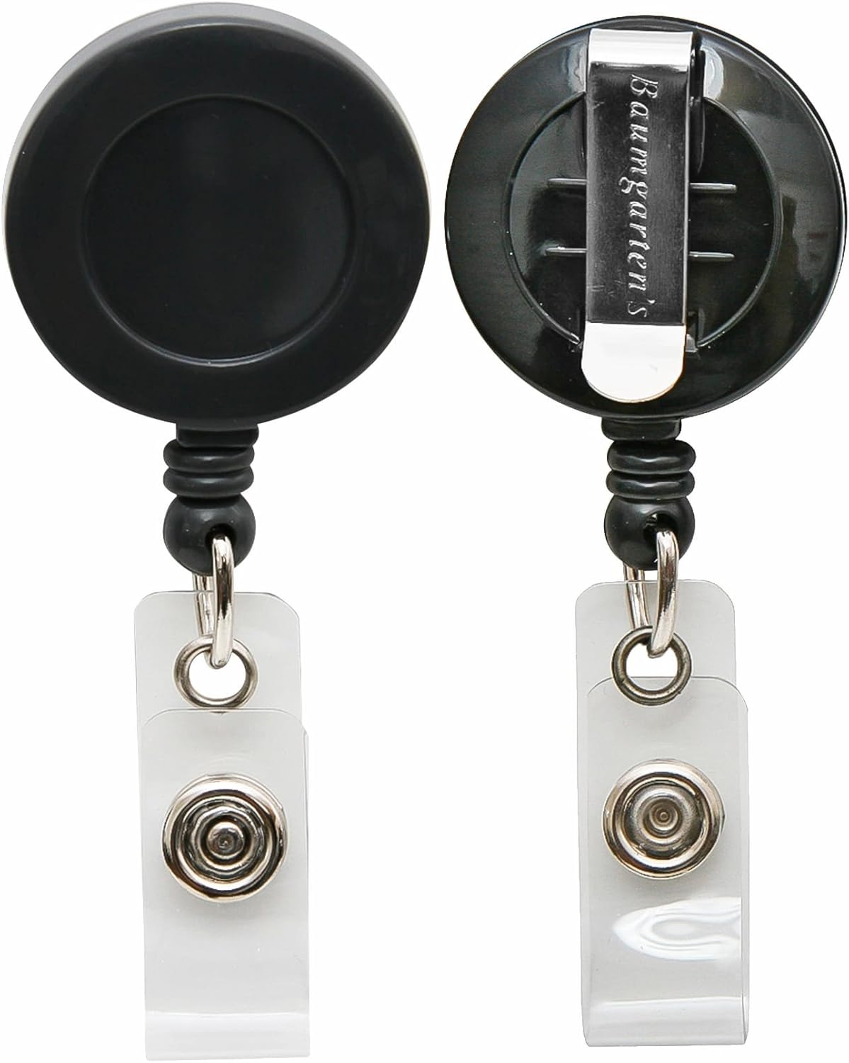 SICURIX Standard ID Badge Reels Round Belt Clip Strap 25 Pack BLACK (68424)