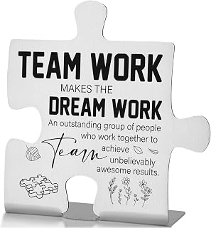 Team Work Makes the Dream Work Desk Sign, Inspirational Gift for Coworker Employee Boss Mentor, Office Decor Puzzle Plaque, Team Appreciation Recognition Keepsake for Women Men EDD71