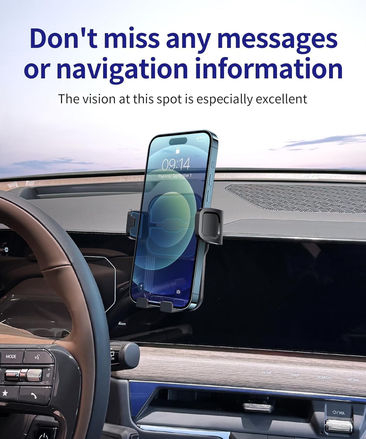 Car Phone Holder for 2024-2025 Kia EV9, 360° Rotation, 12.3-inch Screen Fixed Clip, Auto Accessories Navigation Bracket, Interior Decoration Mobile Phone Mount