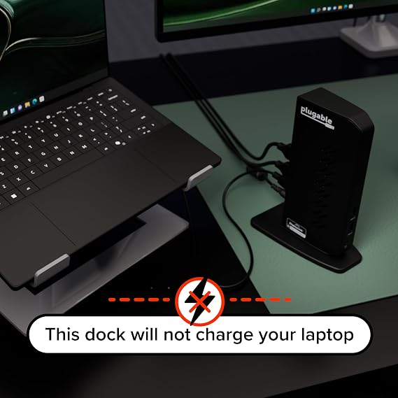 Plugable Dual DisplayPort & HDMI Docking Station - USB 3.0 & USB-C Laptop Dock for Dual Monitors, DisplayLink, Mac (Driver Required), ChromeOS & Windows, Gigabit Ethernet and Audio (UD-6950Z)