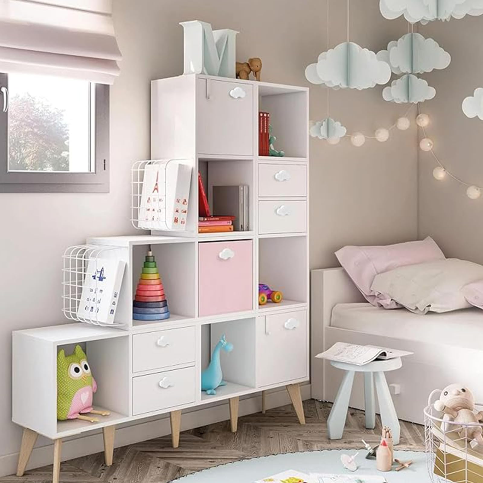 8 Pomos de Cajón con Forma de Nube para Muebles, Pomos de Goma con Forma de Dibujos Animados para Niñas Niños, pomos para muebles para habitación infantil para Tiradores de Armario, Cajones