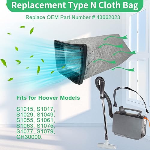 Miniatura 2 de Paquete de 6 bolsas de filtro de tela CH3000 de repuesto para Hoover Porta Power Swingette S1015 S1029 CH30000 Aspiradora comercial de repuesto para