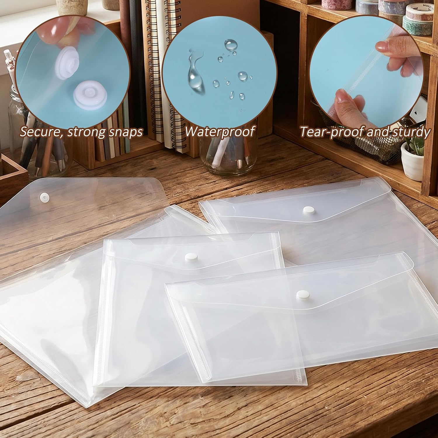 YUXIANLB 12pcs Sticker Scrapbook Paper Storage Organizer, Clear Waterproof and Durable Top Loading Plastic Craft Scrapbooking Holder Organization for Photos Enclosed File Washi Tape Stamping Storage