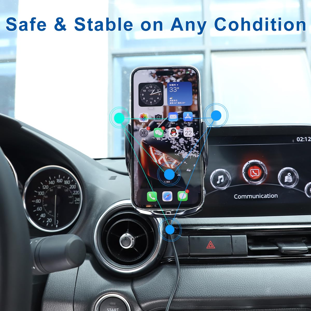 HAPPYHORSE Car Phone Holder Compatible with Mazda MX-5 2016-2023 car Center Console Aluminum Alloy Special Mobile Phone Bracket Accessories (Type D)