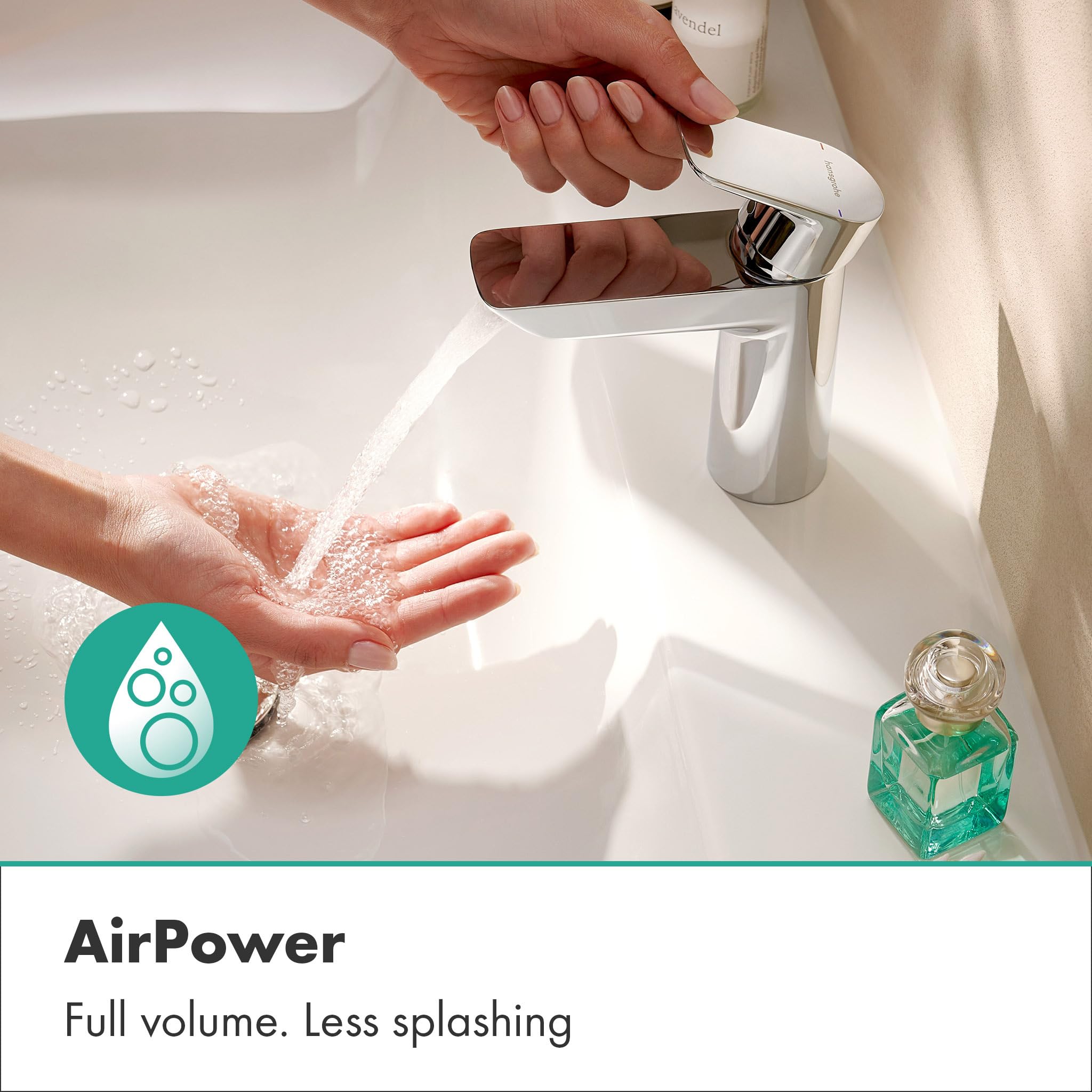 hansgrohe Neovis Q - grifo lavabo con vaciador Push-Open, grifo monomando lavabo, altura del caño 96 mm, cantidad de caudal 5 l/min (EcoSmart), cromo, 71348000