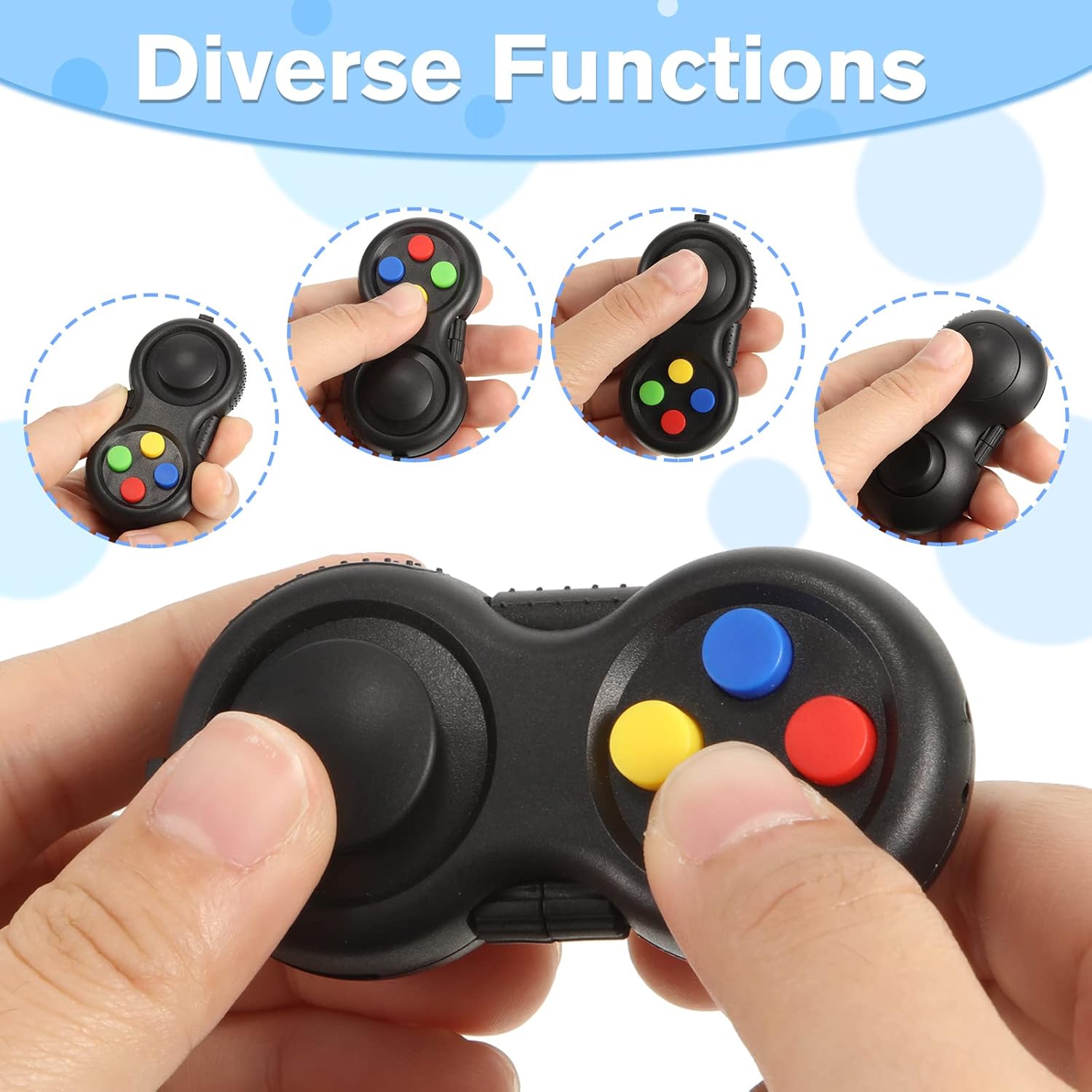 Civaner 12 Pcs Fidgets Controller Toys Fidgets Clicker Pad Toys Game Retro Classic Handheld Fun Pad Packs Sensory Educational Plaything for Kids Adult Anxiety and Stress Relief(Colorful)