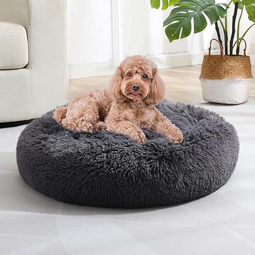 Miniatura 17 de JOLLYVOGUE - Cama para perro, cama grande relajante y antiestrés, cojín esponjoso con forma de dona para mascotas medianas y grandes (27, 30 y 36 01