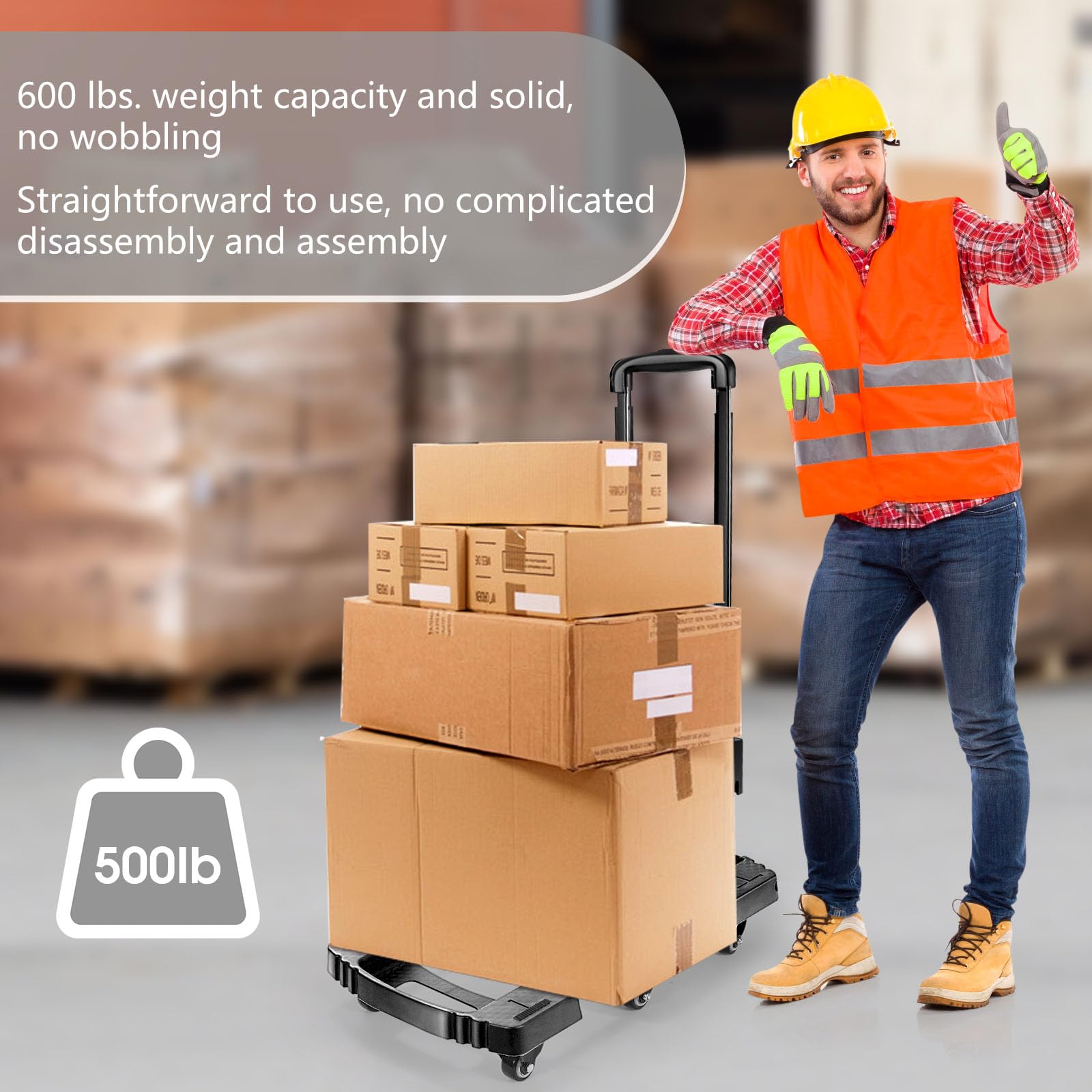 Voipvvii Folding Hand Truck - 500lb Heavy Duty Dolly -5 Voipvvii Folding Hand Truck - 500lb Heavy Duty Dolly -5